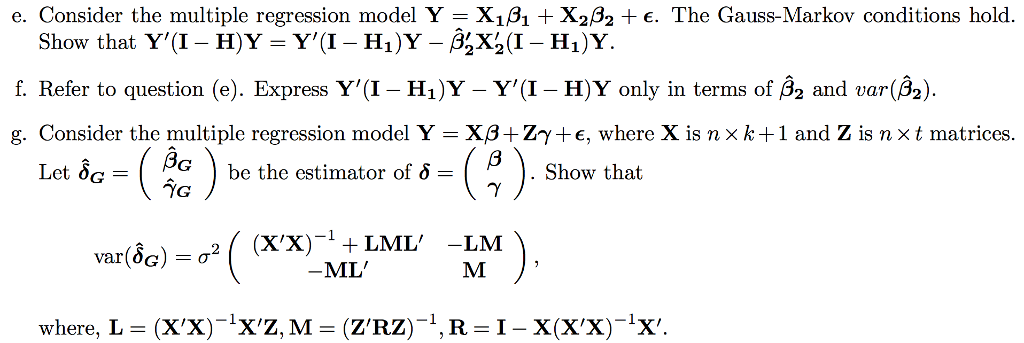 e. Consider the multiple regression model Y XiAi | Chegg.com