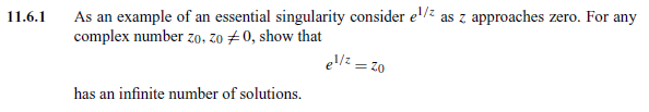 Solved As an example of an essential singularity consider | Chegg.com