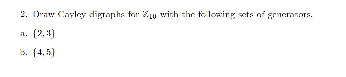 Solved Draw Cayley Digraphs For #N#with The Following Sets Of | Chegg.com