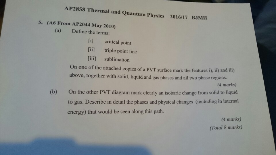 Solved Define the terms critical point triple point line