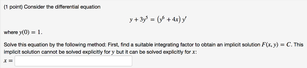 Solved (1 point) Consider the differential equation where | Chegg.com