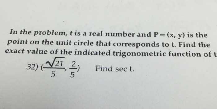 Solved In the problem, t is a real number and P = (x, y) is | Chegg.com