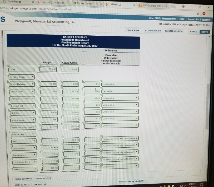 Solved Weygandt, Managerial Accounting, 7e CAL Problem 10&hellip;