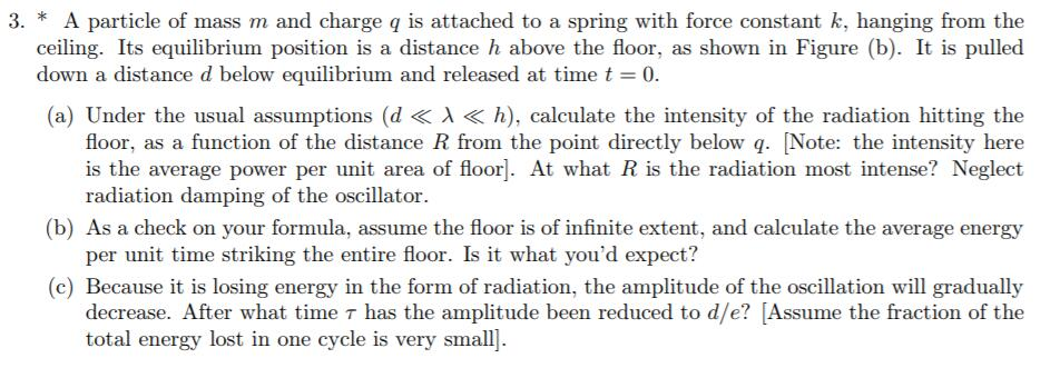 Solved 3. * A particle of mass m and charge q is attached to | Chegg.com