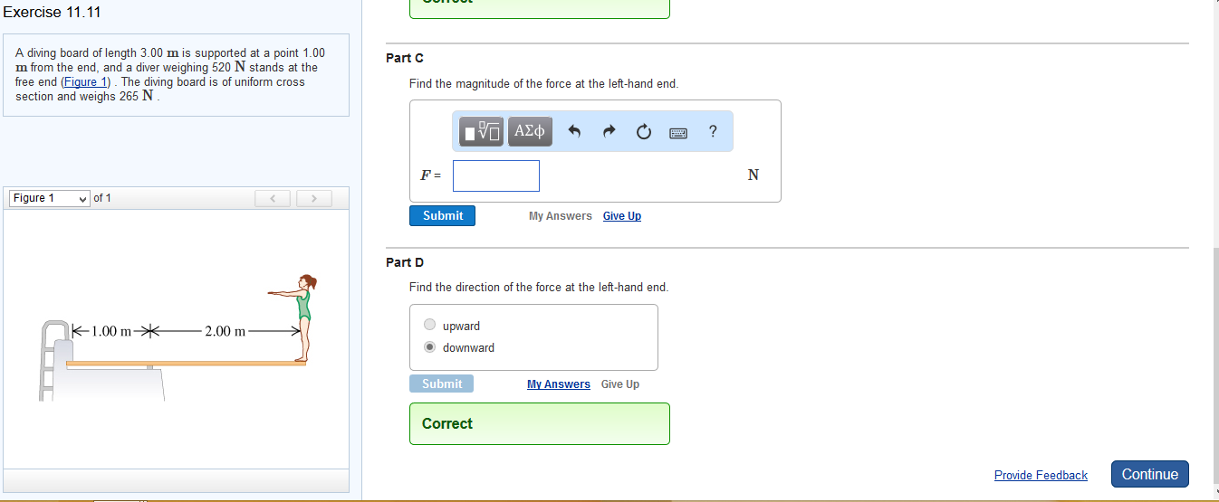 Solved A diving board of length 3.00 m is supported at a | Chegg.com