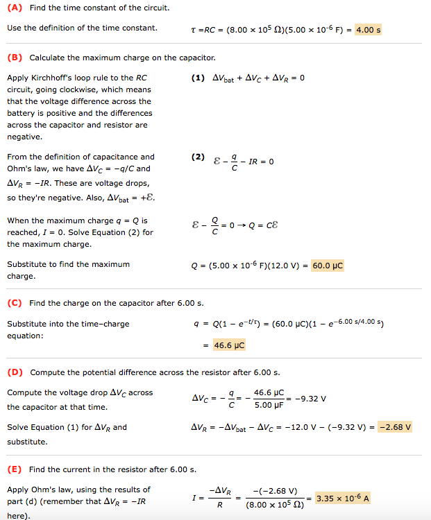 Solved (A) Find the time constant of the circuit. Use the | Chegg.com