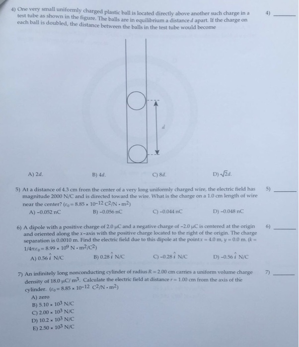 Solved One very small uniformly charged plastic ball is