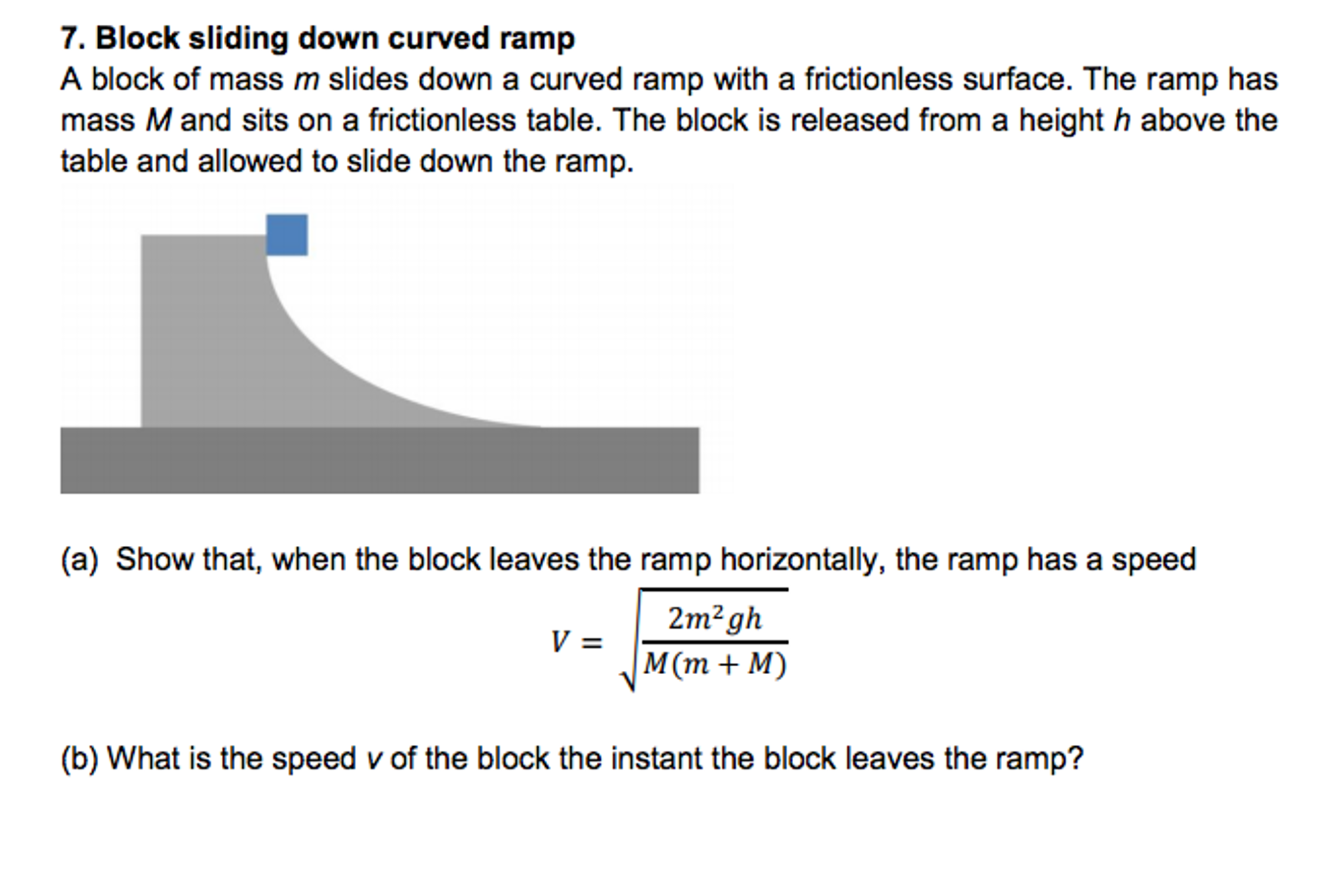 solved-block-sliding-down-curved-ramp-a-block-of-mass-m-chegg