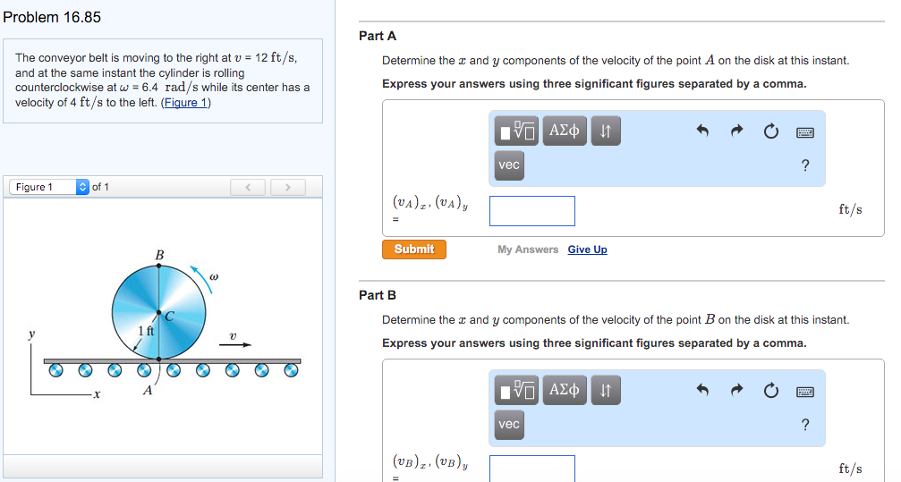 Solved The conveyor belt is moving to the right at v = 12