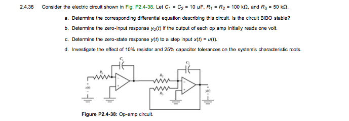 Solved Consider the electric circuit shown in Fig. P2.4-38. | Chegg.com