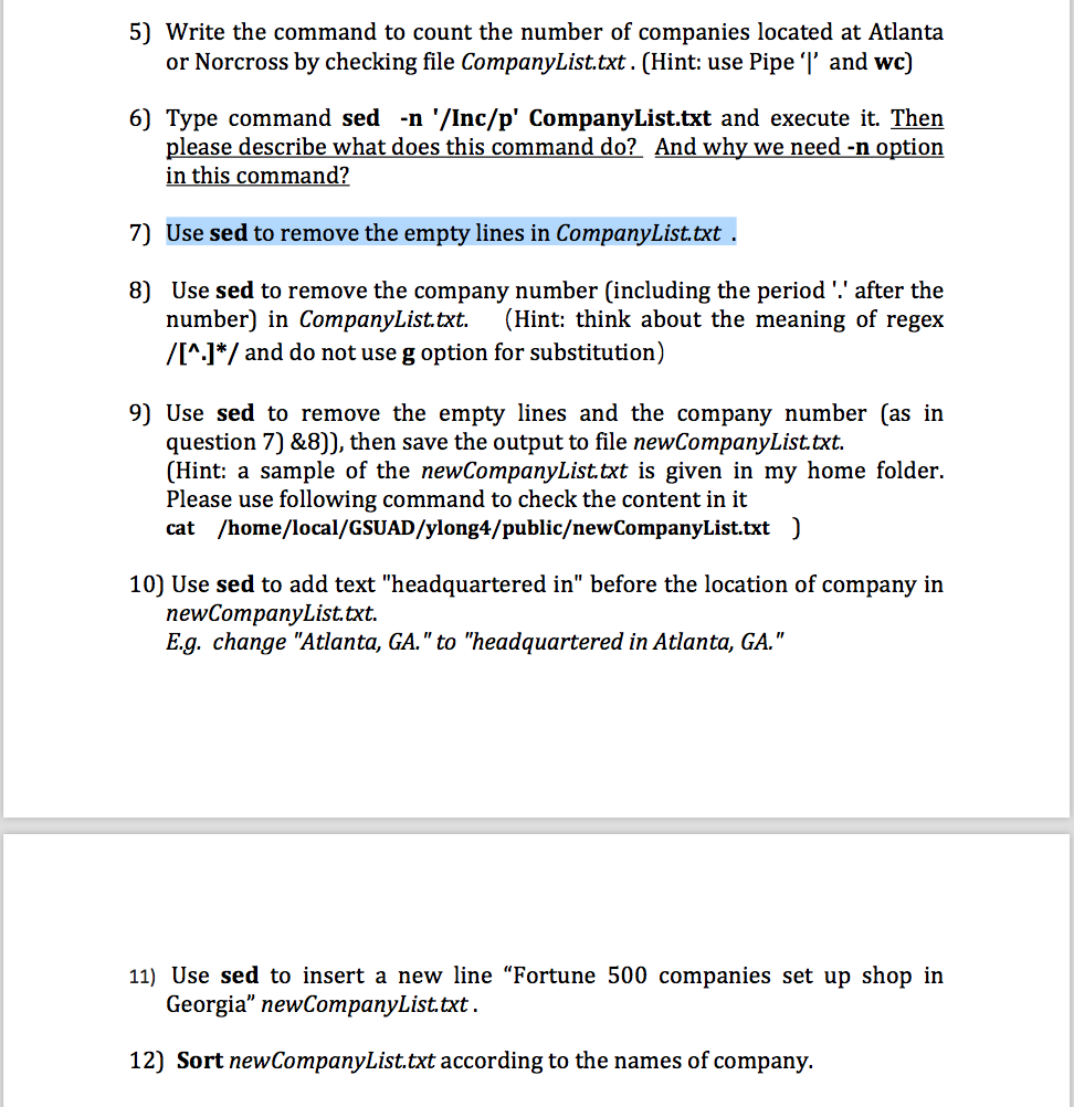 Solved 5) Write the command to count the number of companies