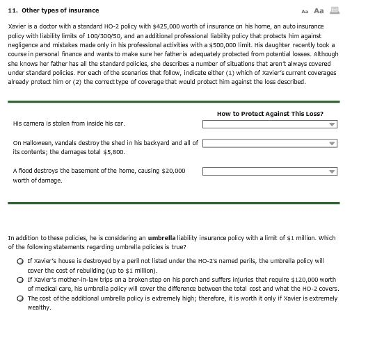 Solved Other types of insurance Xavier is a doctor with a | Chegg.com