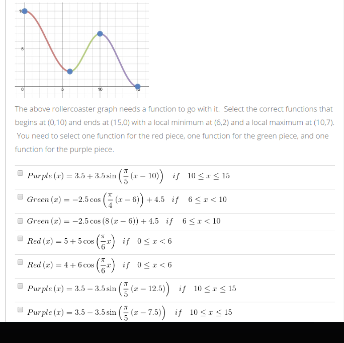 Solved The above rollercoaster graph needs a function to go