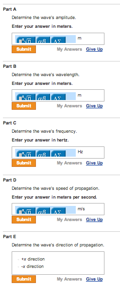 Solved Part A Determine the wave's amplitude. Enter your | Chegg.com
