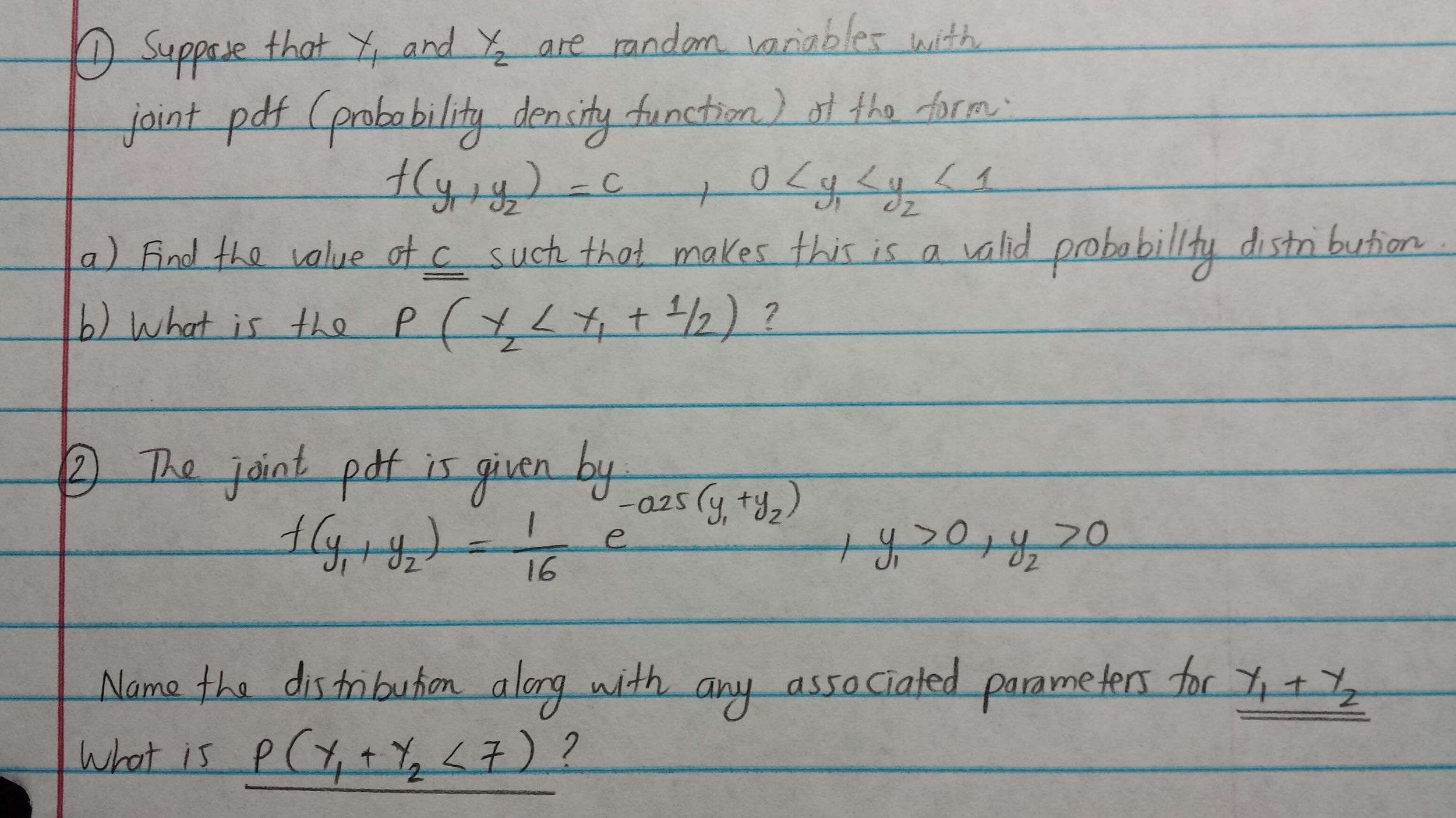 Solved Suppose that Y1 and Y2 are random variables with | Chegg.com