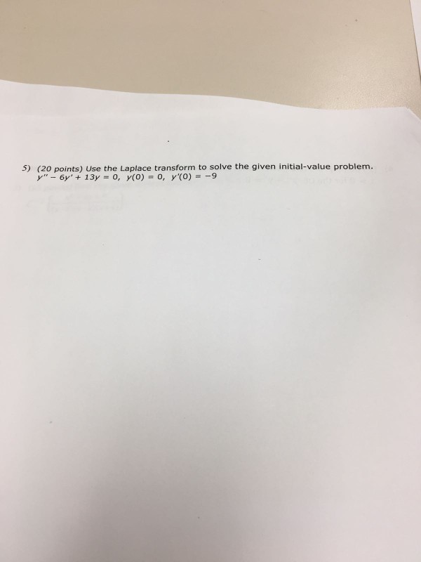 Solved 5) (20 Points) Use The Laplace Transform To Solve The | Chegg.com