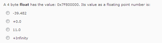 Solved a 4 byte float has the value 0x7f800000 its value chegg