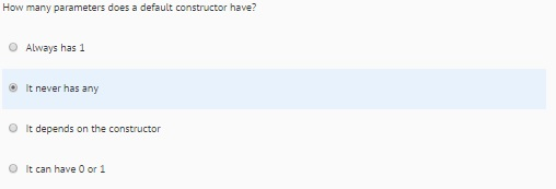 default constructor has how many parameters