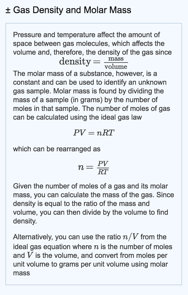 ideal gas law weather calculator
