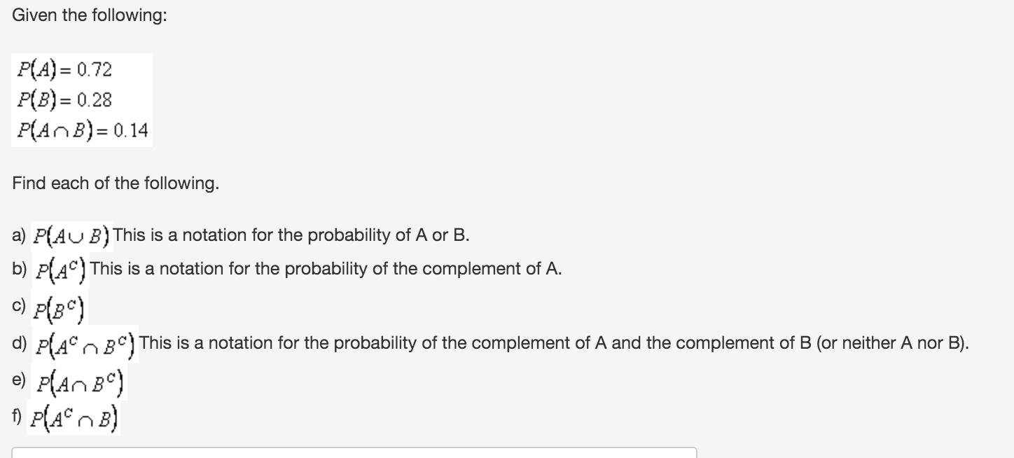 Solved Given the following P A 0.72 P B 0.28 P A Chegg