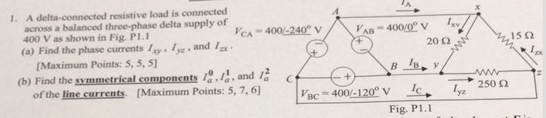 Solved A delta-connected resistive load is connected across | Chegg.com