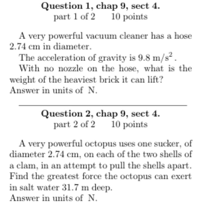 Solved A very powerful vacuum cleaner has a hose 2.74 cm in