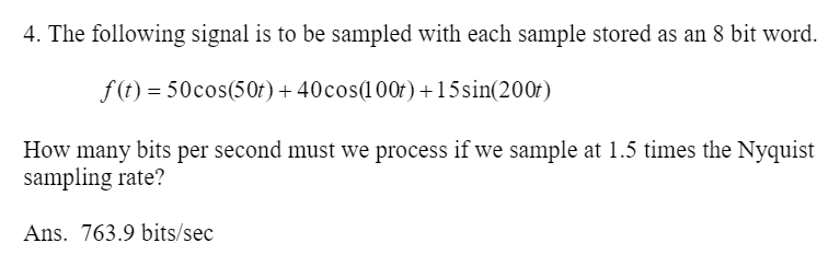 Solved The following signal is to be sampled with each | Chegg.com