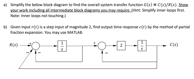 Solved a) Simplify the below block diagram to find the | Chegg.com