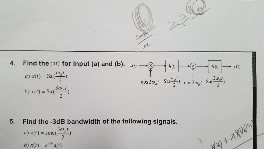 Solved 4. Find They() For Input (a) And (b). х(1)-9 -h@- Э | Chegg.com