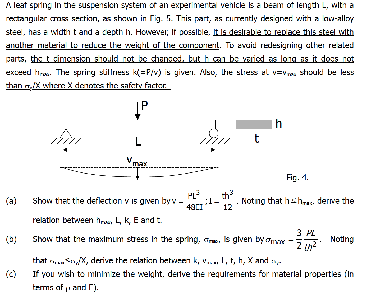 A leaf spring in the suspension system of an
