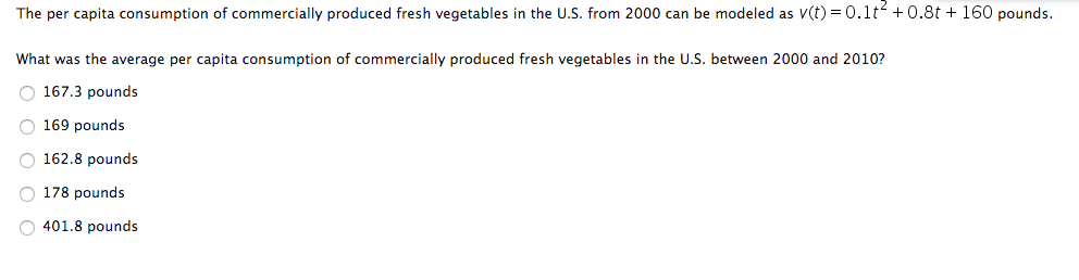 Solved The per capita consumption of commercially produced | Chegg.com