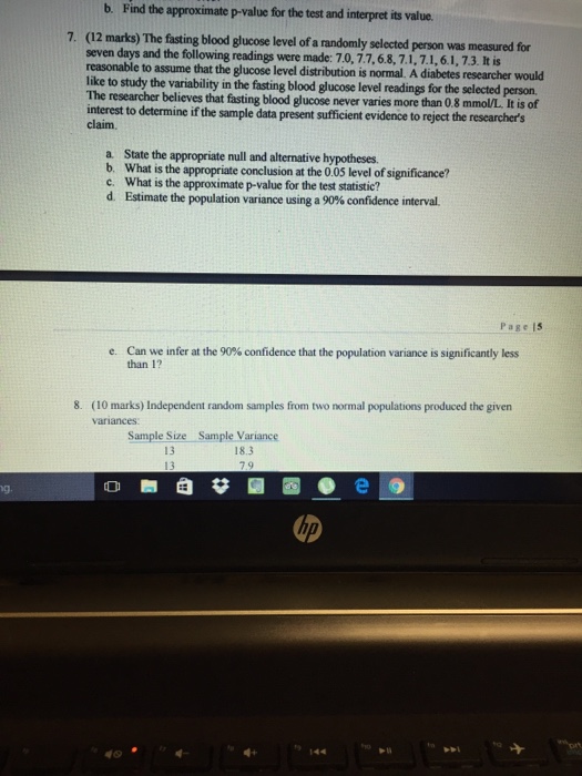 Solved The fasting blood glucose level of a randomly