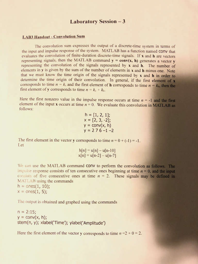 Solved Laboratory Session 3 Lab3 Handout Convolution Sum Chegg Solved Laboratory Session 3 Lab3 Handout Convolution Sum Chegg