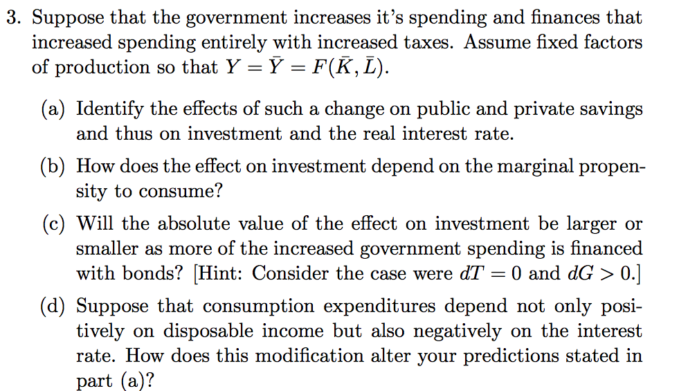 Solved Suppose That The Government Increases It's Spending | Chegg.com