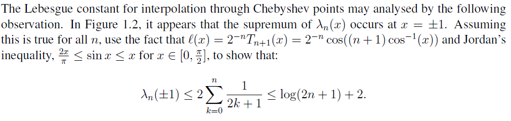 Solved The Lebesgue constant for interpolation through | Chegg.com