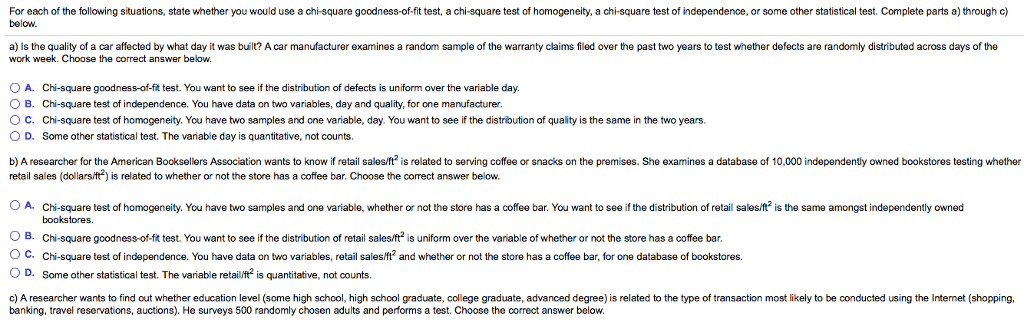 Solved For each of the following situations, state whether | Chegg.com