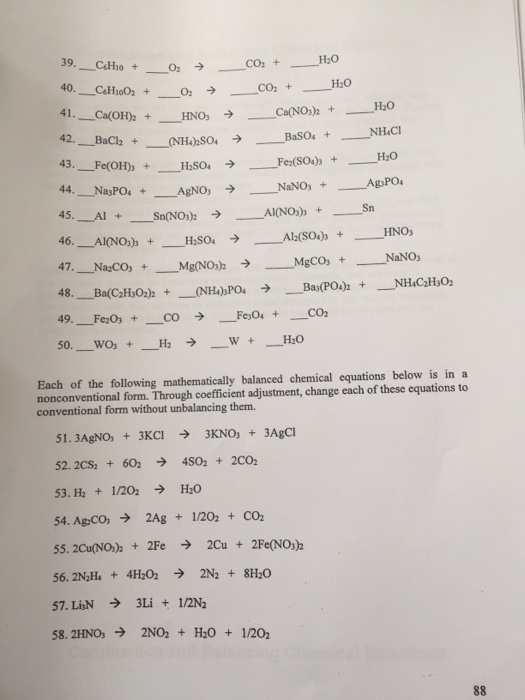 Solved: Balancing Chemical Equations - Practice Exercises | Chegg.com
