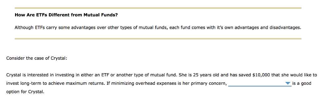 Solved How Are ETFs Different From Mutual Funds? Although | Chegg.com