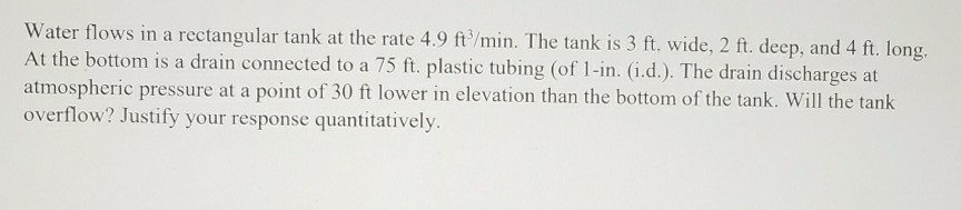 Solved Water Flows In A Rectangular Tank At The Rate 4.9 