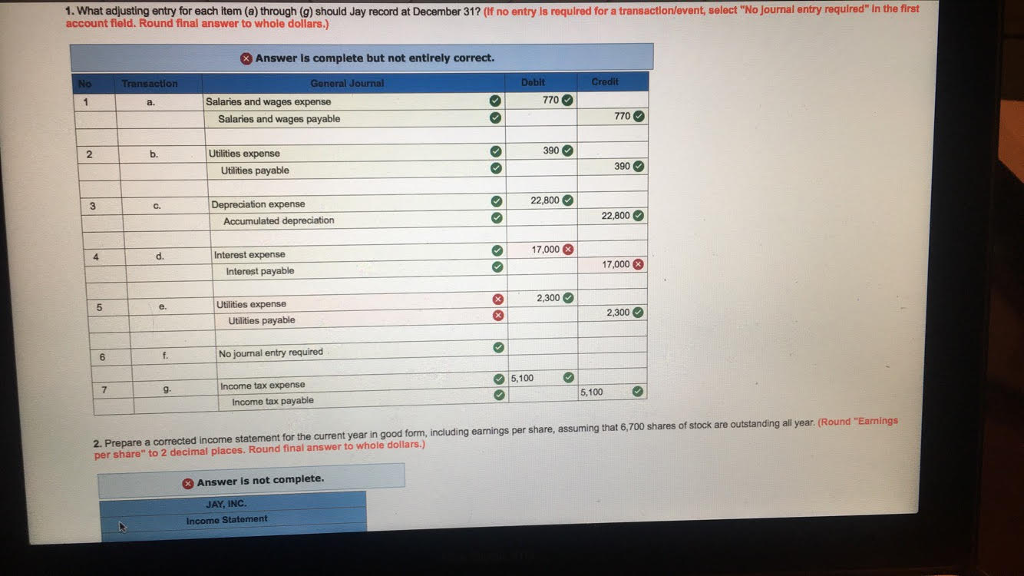 Solved Jay, Inc., a party rental business, completed its