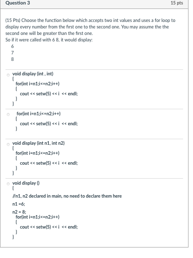 Solved Question 1 15 pts (15 Pts) Select the function below | Chegg.com