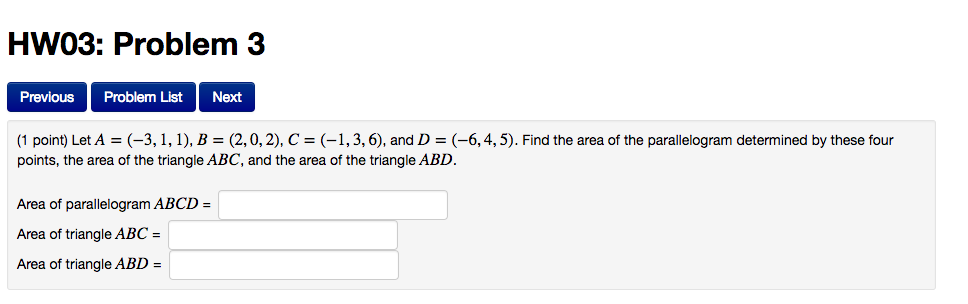 Solved Let A = (-3, 1, 1), B = (2, 0, 2), C = (-1, 3, 6), | Chegg.com