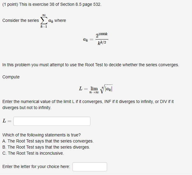 Solved (1 point) This is exercise 38 of Section 8.5 page 532 | Chegg.com