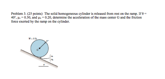 Solved The solid homogeneous cylinder is released from rest | Chegg.com