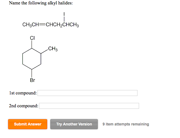 Solved Name the following alkyl halides: CH3CH CHCH2CHCH3 CI | Chegg.com