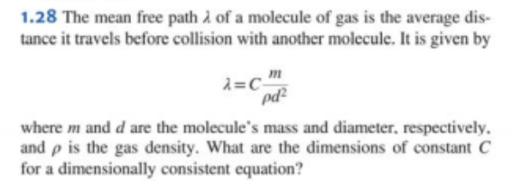 Solved The mean free path lambda of a molecule of gas is the | Chegg.com