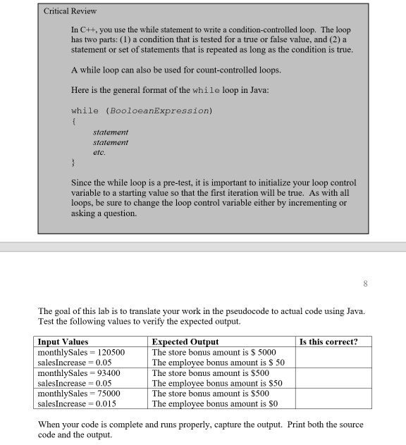 Critical Review In C++, you use the while statement | Chegg.com