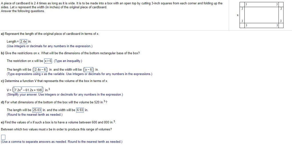 Solved A piece of cardboard is 2.4 times as long as it is | Chegg.com