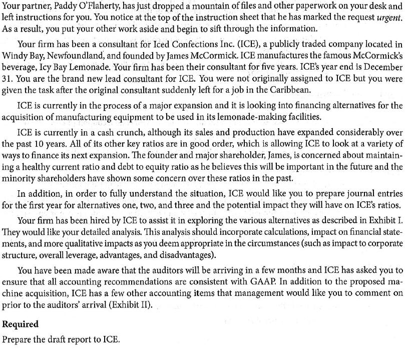 Your partner, Paddy O'Flaherty, has just dropped a | Chegg.com