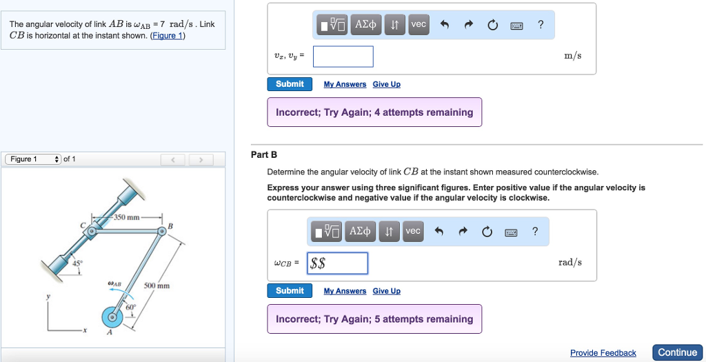 Solved The angular velocity of link AB is a,AB = 7 rad/s . | Chegg.com